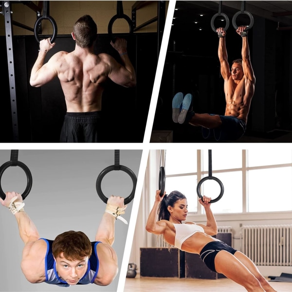 Gymnastikkringer, olympiske gymnastikkringer med justerbare nylonbånd, belastning 23 mm, 400 kg, utendørs innendørs treningsringer, fjæringsstyrke