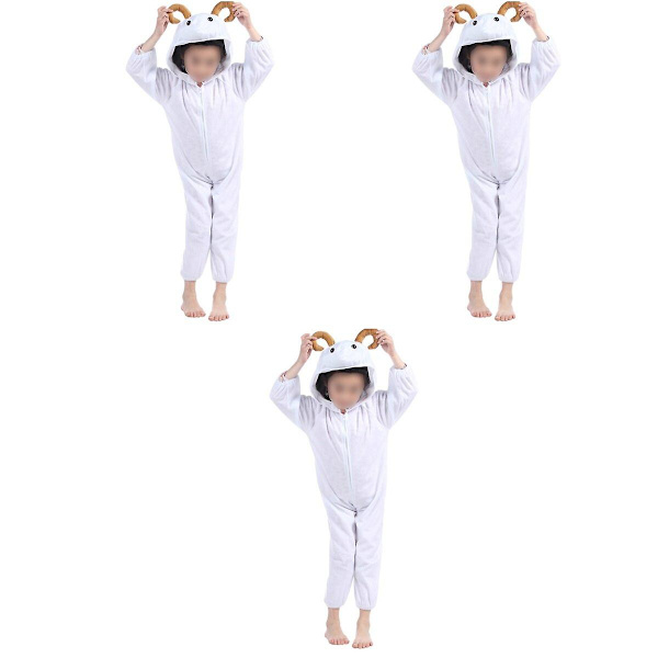 3 stk. Børne Ged Kostume Kids Dyrekostumer Til Halloween Cosplay Performance - Størrelse M Til Højde 110-120cm 3pcs M