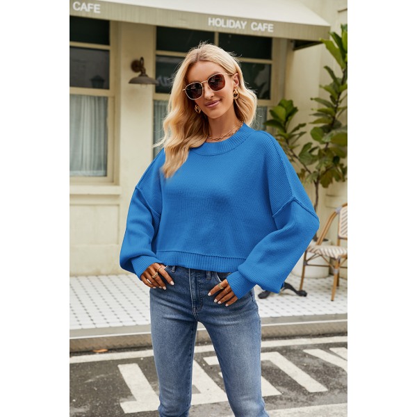 Dame Oversized Trøjer Efterår Fuzzy Knit Chunky Varmt Trøje blue M