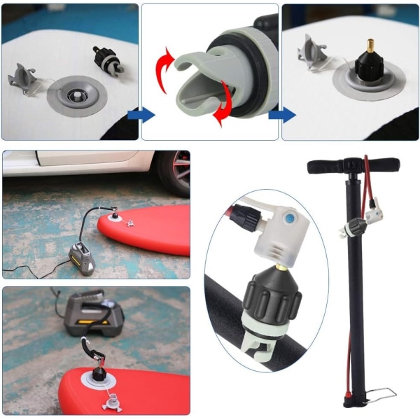 5 stk Oppblåsbare Båt SUP Pump Adapter Luftpumpe Konverterer Konvensjonell Pump Adapter Luftventil Adapter Pumping Head Connector for Oppblåsbare Roing Båt