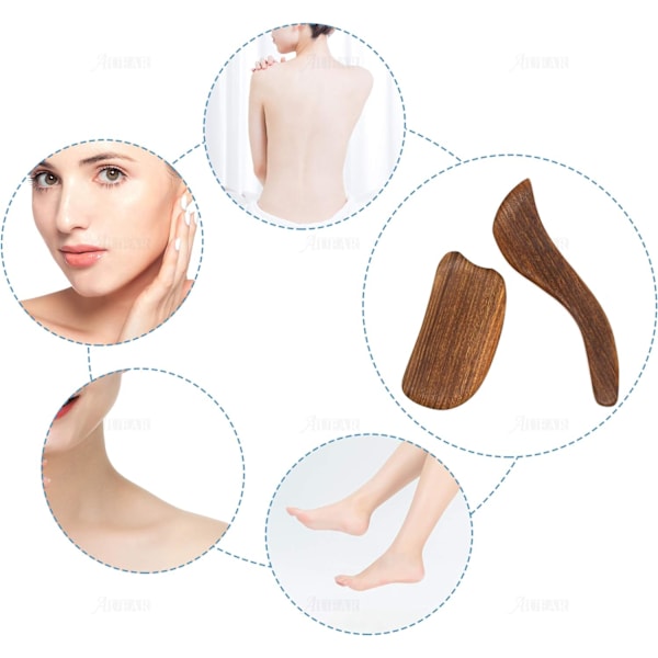 2 st Trä Gua Sha Skrapningsmassageverktygssats Sandelträ Gua Sha Bräda Akupunkturpunktsmassagerare