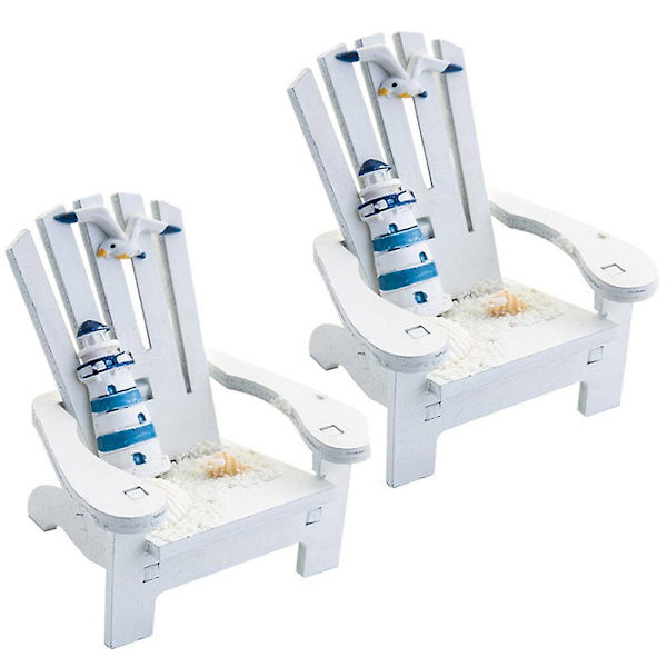 2 stk. Hjemmedekor Mini Strandstol Ornamenter Tre Miniatyr Middelhavs Strandstol 9,7X9,3X8,7CM 9.7X9.3X8.7CM