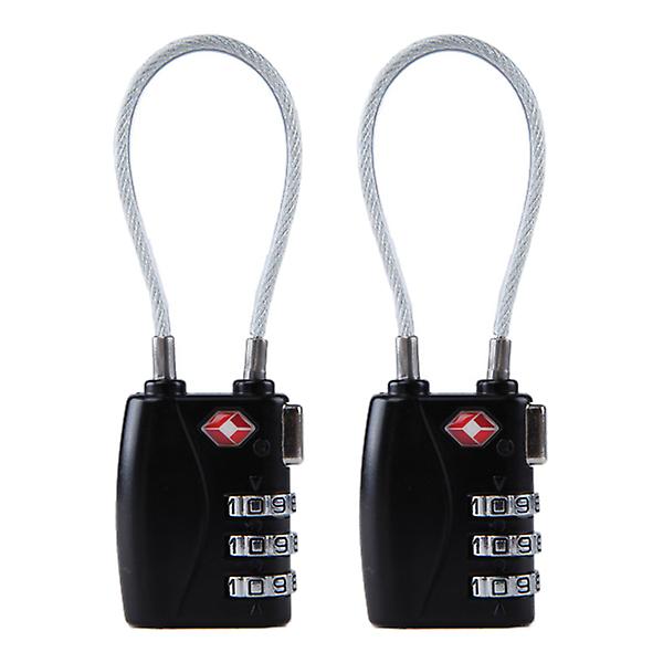 2 stk Rejsebagage Låse Bagage Låse TSA Lås Låse Kuffert Resettable Låse Sort 2 stk Black 2pcs