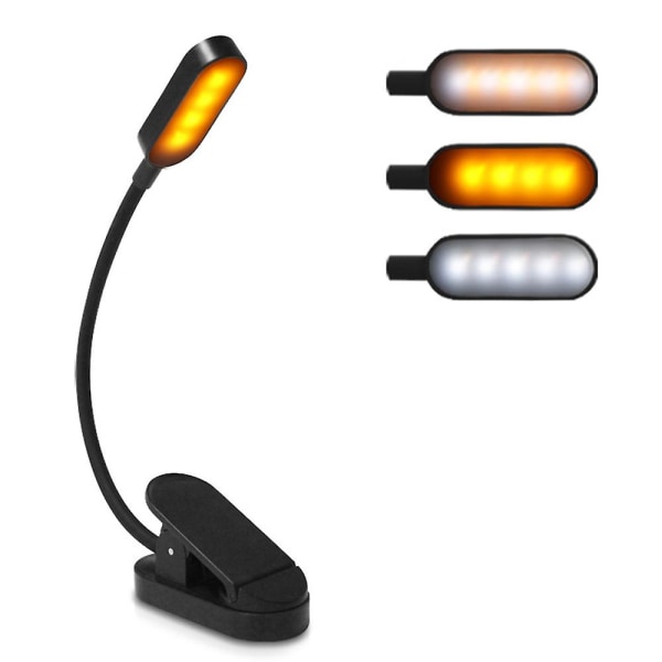 Läslampa bokterminal, boklampa med 6 lysdioder, 3 färgtemperaturer, klämlampa 360 Flexibel för nattläsning Till sängsresor E-läsare E-bok
