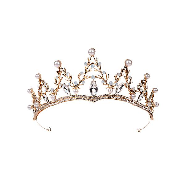 Bryllupshodeplagg Brud Prinsesse Retro Bryllupstiaraer Smykketiara Rhinestone Tiara Gull 13*6cm Golden 13*6cm