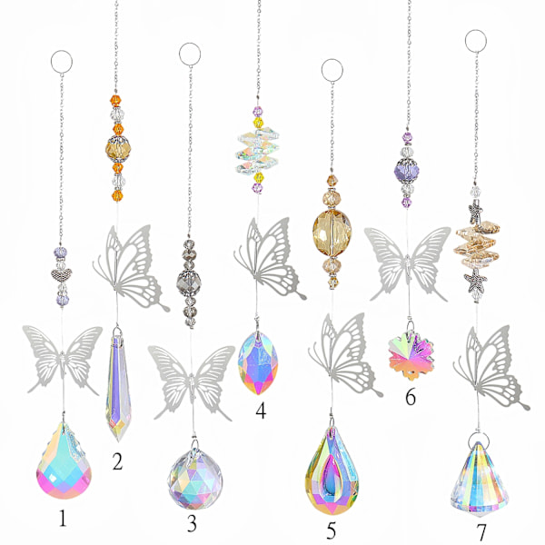 7 st Butterfly Crystal Sun Catcher Crystal Chandelier Prism Decor Trädgård Fönster Bil Bröllop