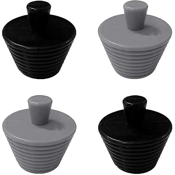 4-pack Badkarspluggar Sänkpluggar Universal Silikonavloppsplugg För Kök Badkar Sänka Avlopp (2 Svarta Och 2 Grå)