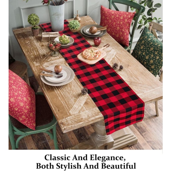 Rød og Sort Lille Buffalo Check Bordløber 14x72 Tommer Hjemmemode Farmhouse Living Buffalo Check Bord