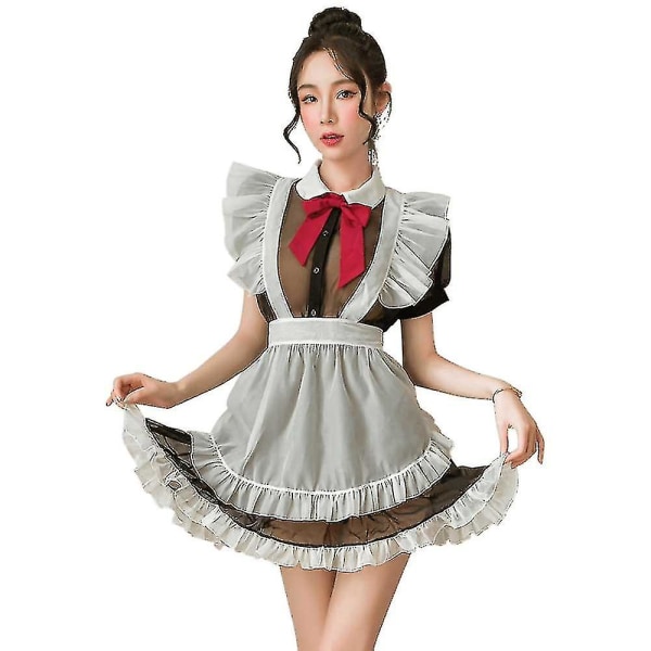 Seksikäs piikatytön alusasu yöpaita pitsi olkaimeton pyjama alusvaatteet piikatytön cosplay-asu Lolita esiintymisasu iso piikatytön prinsessasetti
