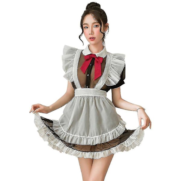 Sexig Maid Underkläder Nattlinne Spets Sling Pyjamas Underkläder Maid Cosplay Klänning Lolita Performance Uniform Stor Maid Princess Set