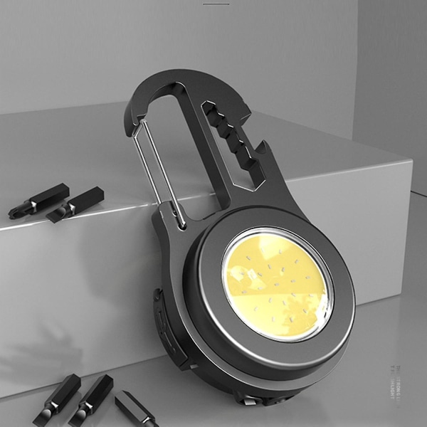 Bærbar Multifunktionel Cob Flood Light, udendørs Genopladelig Nøgleringslygte, mini Lommelygte