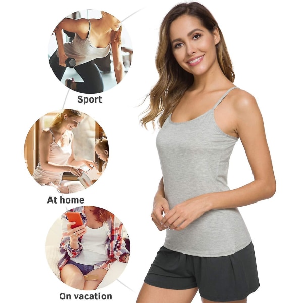 Vadderad träningslinne för damer med inbyggd modal-bh, löpartröja, yoga tank topMGrey M Grey