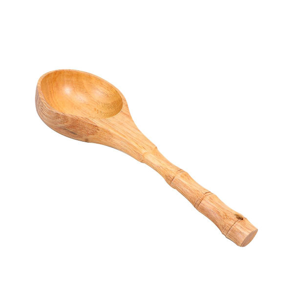 Simulerad Bambus Sektion Långskaftad Högvärmebeständig Kocksked Grötssked Handgjord Köksredskap För Kök Restaurang 25*8.5cm 25*8.5cm