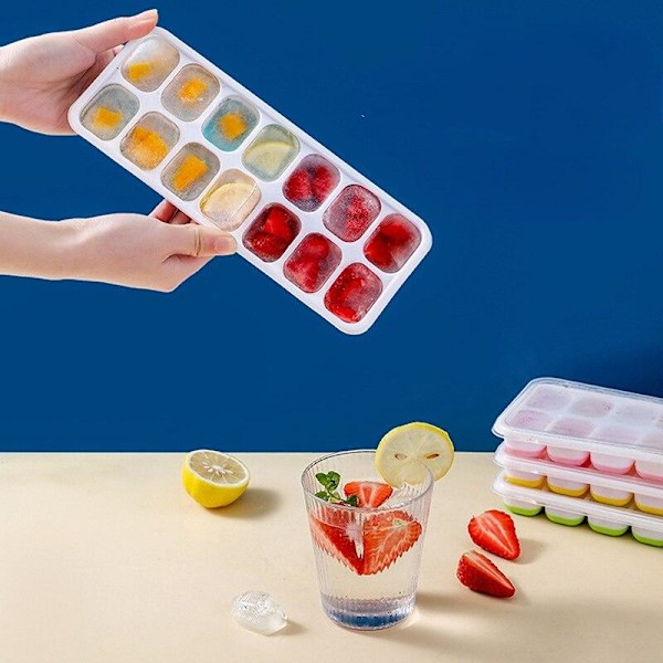 2-pak - Isform - Isterningebakke med låg / Isbakke - 28 isterninger_ru Multicolor multifärg