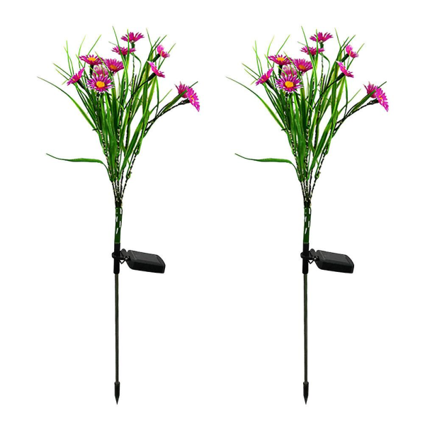 2 stk Utendørs Metalldekor Hage Blomsterpæl Blomsterpæl Led Blomsterlys Hagepæl Rosa Pink 70x25x25cm