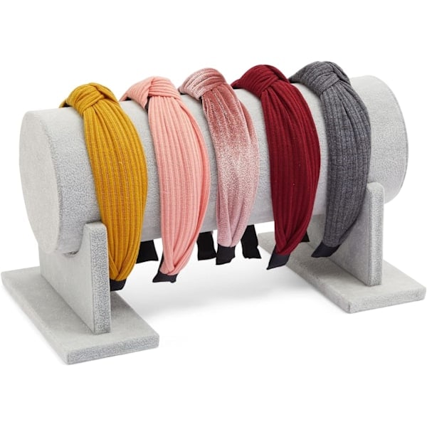 /Ryi/Grå Velour Hårbøjleholder/Smykkeorganiseringsstativ, 30,5 x 18 cm