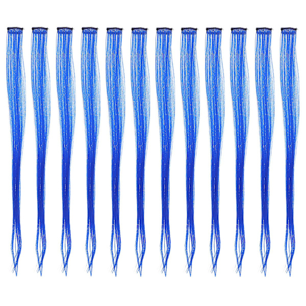 12 kpl Toupee Naisten Hiustenpidennys Clip Koristeelliset Hiuspidennys Clipit Naisten Hiusten Tarvikkeet Blue 55X3.5X0.4CM