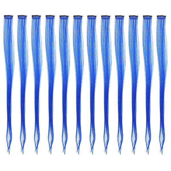 12 stk Toupee Kvinder Hårforlængelser Klip Dekorative Hårklemmer Hårforlængelse Klip Kvinders Hårtilbehør Blue 55X3.5X0.4CM