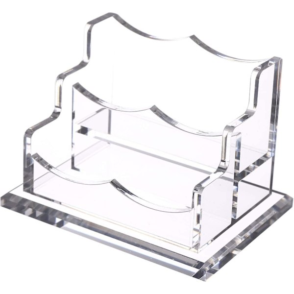 Visitkort Holder Til Skrivebord - Klar Akryl Visitkort Stativ - Flere Visitkort Display Holder Passer Til 2\" X 2\" Lomme 2 Pocket