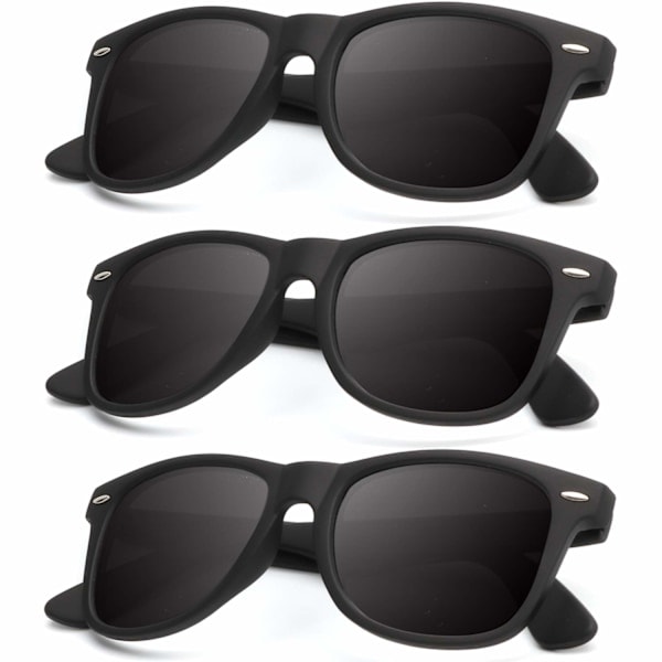 Polariserade solglasögon för män och kvinnor, matt finish, solglasögon med färgade spegellinser och UV-skydd (3-pack)