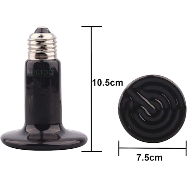 Keramisk Varmelampe til Reptiler Holdbar Infrarød Lysfri Dyrevarmelampe Firben/Kylling/Slange/Hamster E27 220-240v (50w)