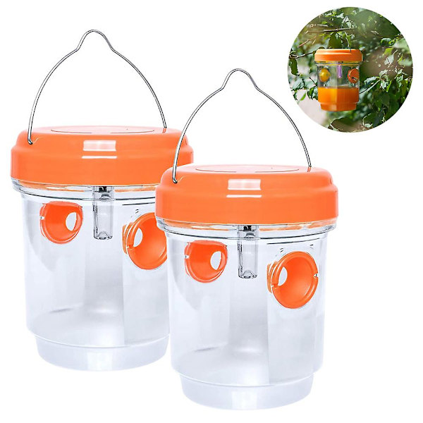 2-pack Sol-drivna Getingsfällor Hängande, Solcellsdriven Getingsdödare Med UV-LED-Ljus, Återanvändbar Bifångare Utomhus För Getingar Orange Orange