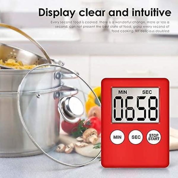 Magnetisk Køkken Timer, Køkken Timer Stopur Og Nedtællingstimer Til Køkken Madlavningskursus Træning, Digital Magnet Timer Lcd Display