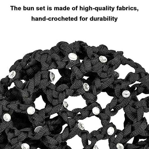 Hårknold Dæk Hårnet Til Piger Kvinder Håndlavet Strikket Mesh Perler Dekoration Elastisk Hårnet Til Ballet Dans Skøjteløb Knold Mesh Dæk Sort Black