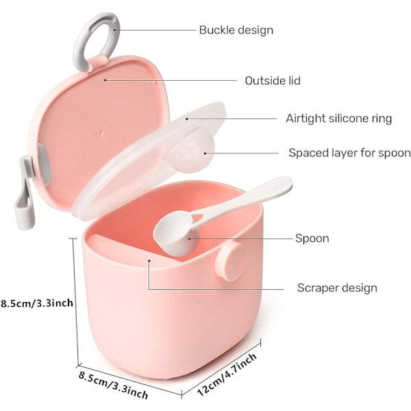 RY-400 ml mælkepulver-doseringsboks, mælkepulverdispenser, baby mælkepulverboks, babyformeldispenser, bærbar mælkepulverbeholder til småbørn