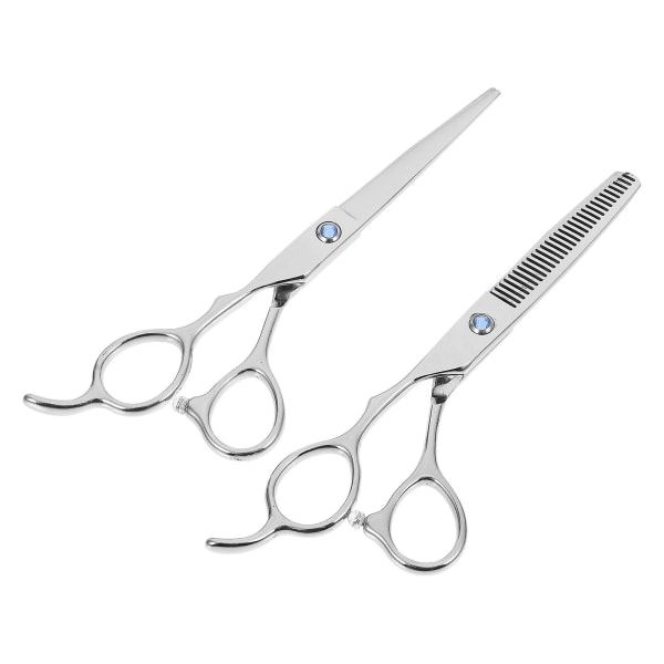 2pcs Left-hander Dedicated Hair Scissors Flat And Teeth Scissors (silver)Silver17.1X5.5X0.6CM