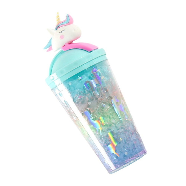 1 stk Sippy Cup Unicorn Halmkop Vanddrikkekop Gradient Iskop Blå 18.5X10.5X10.5CM Blue 18.5X10.5X10.5CM