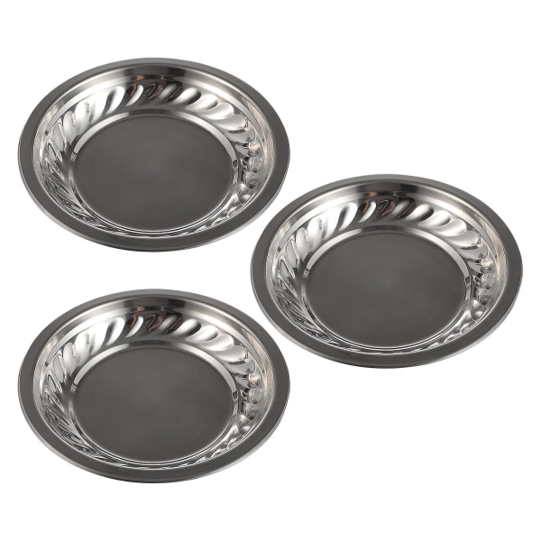 3pcs Stainless Steel Snack Dish Multi-functional Snack Dish Kitchen Snack DishSilver20X20X3CM