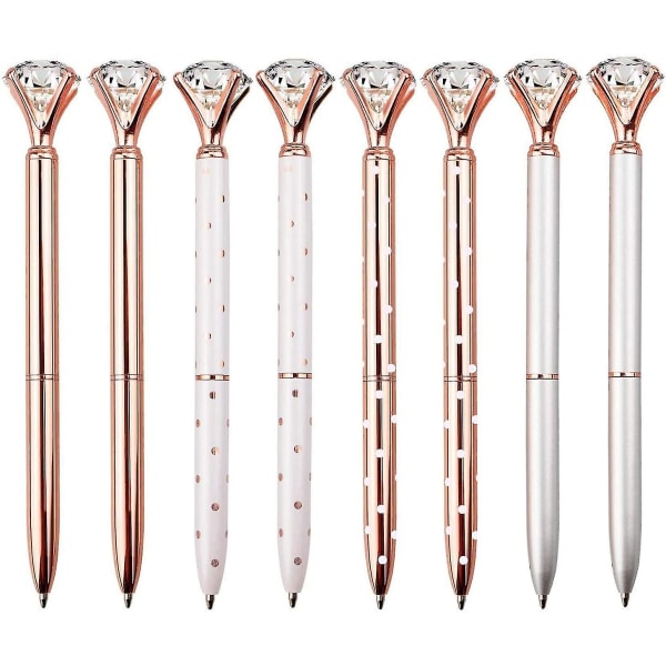 Diamant Pen Rose Guld Pen Krystal Kuglepenne Bling Metal Kuglepen 8 STK 8 PCS