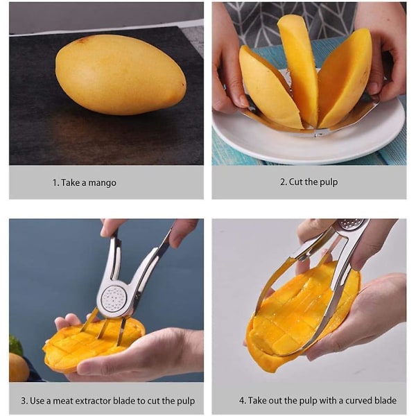 Mangoskärare Multifunktionell fruktskalare i rostfritt stål Fruktskärare med denucleator för mango vattenmelon avokado
