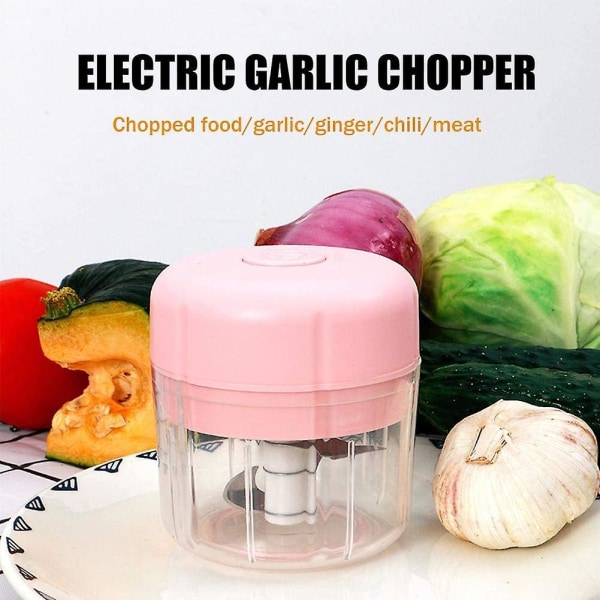 Mathackare: Kraftfull Elektrisk Hackare/Blender 250ml Bärbar Elektrisk Matberedare Rosa pink