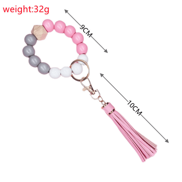 Nøkkelring Armbånd Bil Nøkkelring Holder Wristlet Silikon Kvinner Perle Armbånd Kjeder Bærbar Hus Bil Nøkler Ring Holder (3 stk)