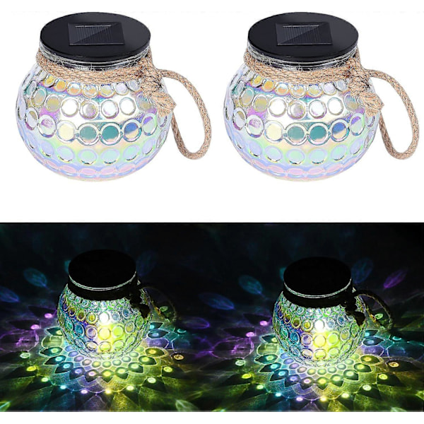RYO_Solcelle Lanterne Udendørs Have, 2 Stk LED Udendørs Lanterne Lys, Solcelle Lys Udendørs Have Dekoration, Solcelle Lys, Vandtæt Have Lys