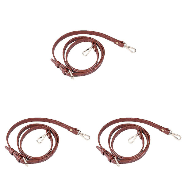3 st Creative Ersättningsaxlarmband Justerbar PU Damväska Axlarmband Väska Tillbehör (kaffe, Guldspänne) 3pcs