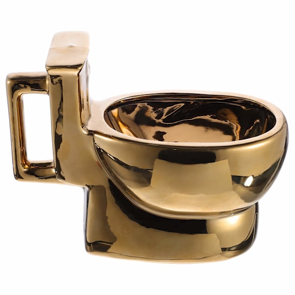 Rolig Kaffekopp Toalettkopp med Dold Bajs Inuti, Roliga Kaffekopp Skämtgåvor för Män Kvinnor - Guld/400 ml