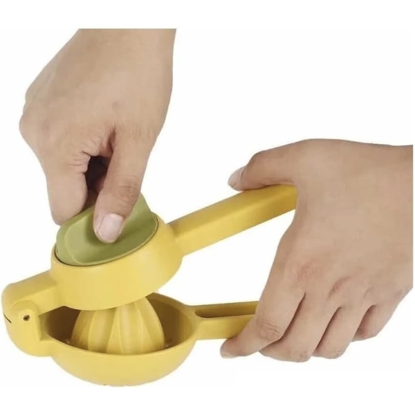 Citruspress för apelsiner, citroner, mandariner - Dubbel Twist-press för att extrahera juice manuellt, tålig plast (1 styck, gul)