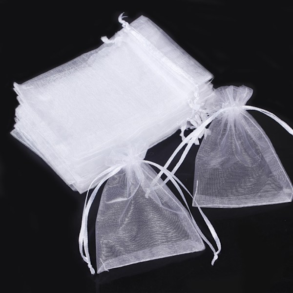 100 st Premium Sheer Organza Påsar, Vita Bröllopsfest Påsar,  Smycken, Jul, Festival, Badrum Tvålar