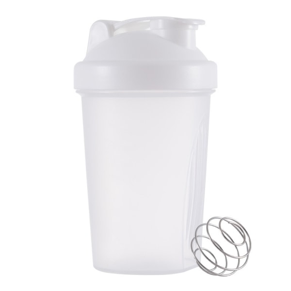 Blender Shaker-flaske med klassisk løkketop og rustfrit stålpiskerkugle - perfekt til proteinshakes og før træning (Klar krop - 473 ml, Hvid/Klar)