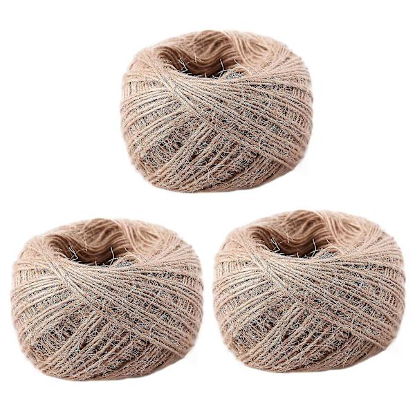3 x 100 metriä - Luonnollinen, tekstuuriltaan karkea hessikankainen juuttinaru 1 mm