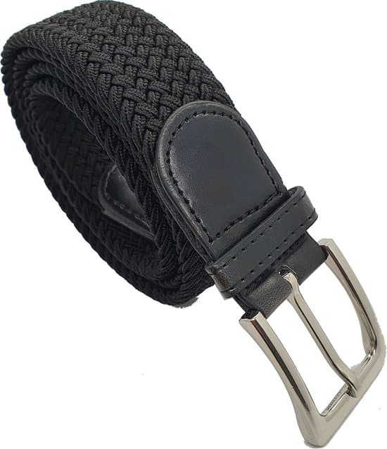 Elastiskt flätat bälte för män, stretchvävt vardagsbälte med stiftspänne, nickelfritt, 110 cm, svart marinblå grå, 3-pack med nyckelfodral