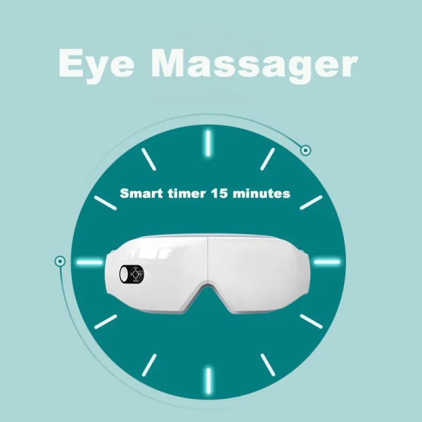 Øyemassasjeapparat, øyemassasjeapparat med varme for migrene, 6 moduser oppvarmet tempelmassasjeapparat for øyeavslapping, forbedre øyesirkulasjonen, redusere tørre øyne, mørk sirkulasjon