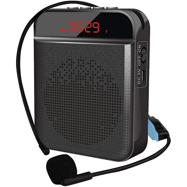 Bærbar stemmeforsterker, Bluetooth-belteforsterker Oppladbar høyttaler med personlig mikrofon for turguider, lærere, trenere, forelesninger, svart Black