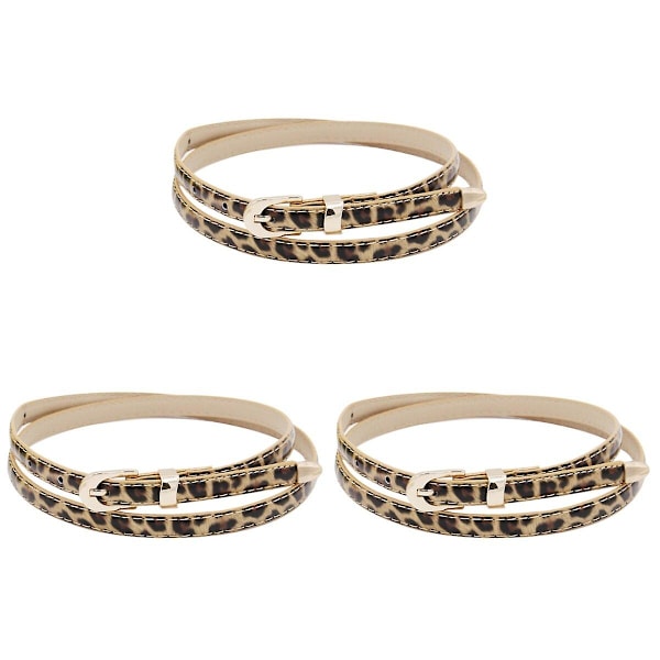 3-pack Damkläder Tunna Bälte Set Konstläder Tunna Midjebälte För Klänningar (Leopard)3-pack 3pcs