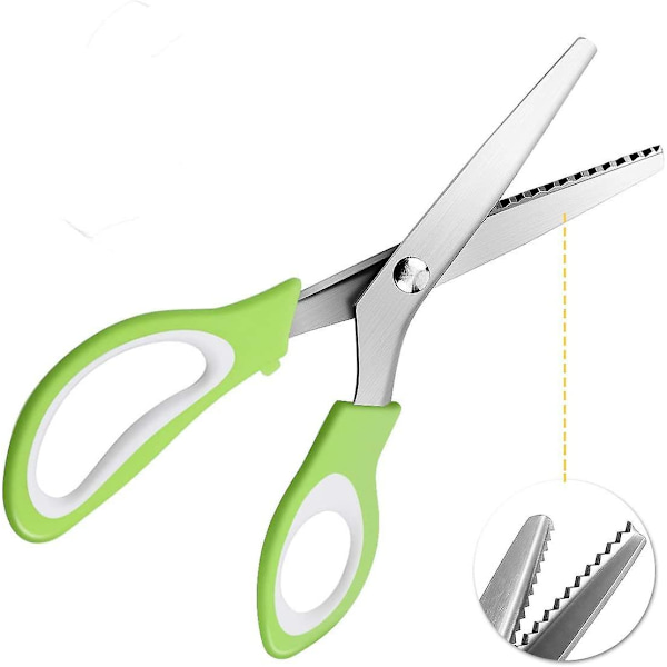 24cm Saks, Professionelle Sy-Saks, Rustfrit Stål Blade & Plastikhåndtag - Til Papir Og Stofskæring, Grøn