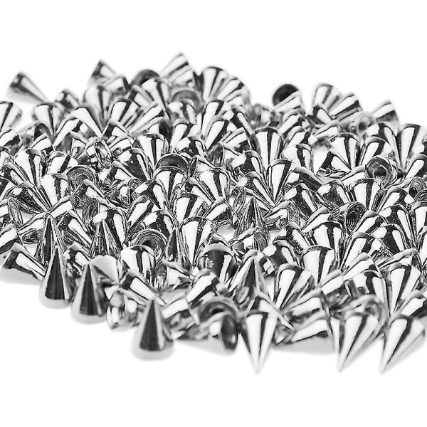 200 sett/par 9,5 mm Sølvkjegle Spikes Screwback Studs Gjør-det-selv-håndverk