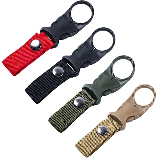 4 kpl Vedenpullon Ripustuslenkki Solki Clip Kannettava Pullo Renkaan Pidike Karabiini Nylon-Hihna Reppu Vyö Ulkoilu Vaellus C